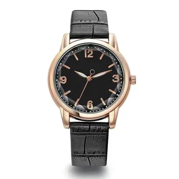 Модные кварцевые женские часы с двухцветным циферблатом и ремешком, женские часы, простые кожаные повседневные часы белый