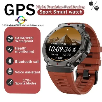 Новые DM58 GPS Смарт-часы для мужчин Голосовой помощник BT Беспроводной вызов Бизнес Спорт на открытом воздухе IP69 Водонепроницаемые наручные часы для Android IOS GPS чёрный