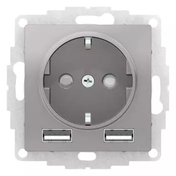 Розетка 2К+3/2хUSB Schneider Electric AtlasDesign 16A 250V Type A+A алюминий ATN000330