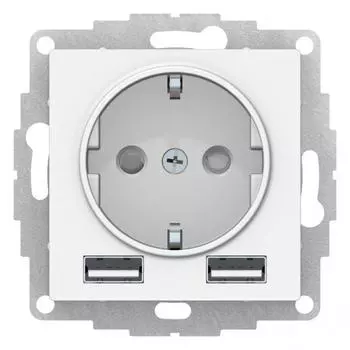 Розетка 2К+3/2хUSB Schneider Electric AtlasDesign 16A 250V Type A+A белая ATN000130