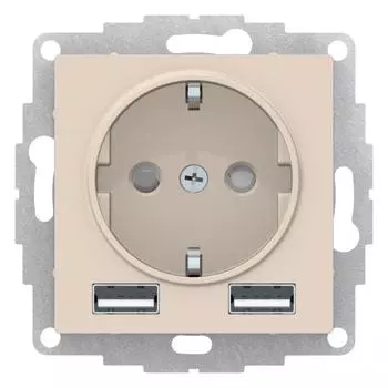 Розетка 2К+3/2хUSB Schneider Electric AtlasDesign 16A 250V Type A+A бежевая ATN000230