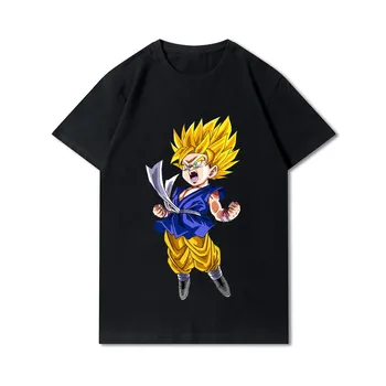 Плюс размер S-3XL аниме Dragon Ball печатные мужские футболки с круглым вырезом хлопковые топы летние повседневные черные футболки S