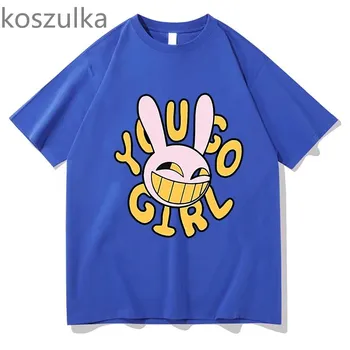 Футболка с изображением аниме The Amazing Digital Circus Jax Merch Bunny you go Girl унисекс с короткими рукавами повседневная футболка летние модные топы L