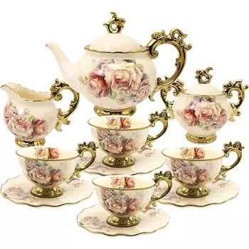 Fanquare Чайный сервиз на 6 человек 15 предметов Rose Flowers English Fanquare