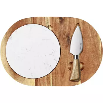 Hecef Набор из разделочной доски, тарелки и ножа для сыра 3 предмета Hecef