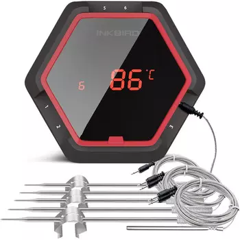 Inkbird Термометр для мяса Inkbird IBT-6XS из нержавеющей стали, с Bluetooth iPhone Android, 6 зондов