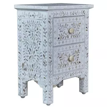 Тумба инкрустация перламутром Inlaid Bone White c 2 ящиками
