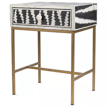 Тумба Mandika Bone Inlay Brass Leg Bedside 1 DRAWER