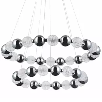 Светодиодная двухъярусная кольцевая люстра Crystal Globule Chandelier Chrome
