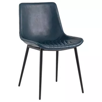 Стул с обивкой из экокожи темно-синего цвета RHOMBUSES UPHOLSTERY