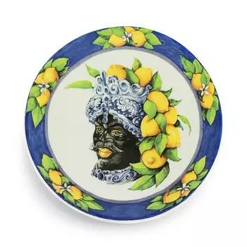 Тарелка Abhika PLATE MORO HEAD SMALL D 15,5 Blue