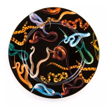 Тарелка Seletti Porcelain Plate Snakes Gold Border