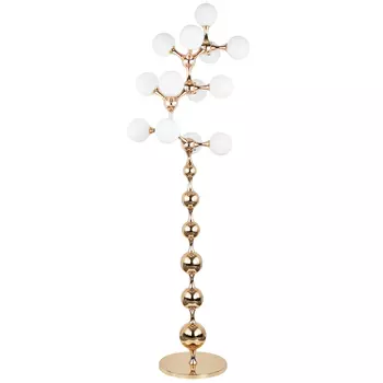 Торшер с плафонами из стеклянных шаров Pearls Suspension Gold Floor Lamp