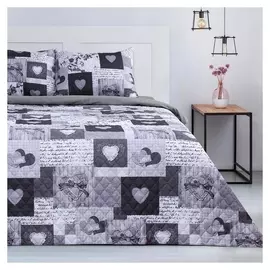 Комплект "Этель" Grey Heart, покрывало 230х210 ±5 см и наволочки 50х70 - 2 шт, микрофибра