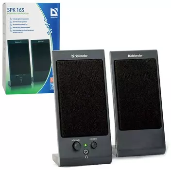 Колонки компьютерные DEFENDER SPK-165/170, 2.0, 2х2 W, пластик, черные, разъем для наушников