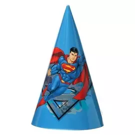 Колпак бумажный Superman, с героем, 6 шт., цвет синий