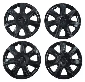 Колпаки колесные R14 "Джой", черный глянец, карбон, набор 4 шт