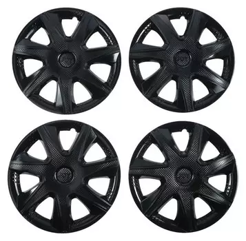 Колпаки колесные R15 "Джой", черный глянец, карбон, набор 4 шт