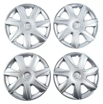 Колпаки колесные R15 "Джой", серебристый, карбон, набор 4 шт