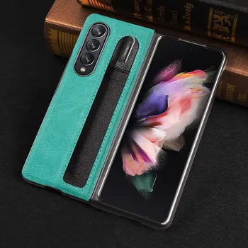 Модный кожаный чехол-карандаш с рисунком личи и слотом для ручки для Samsung Galaxy Z Fold, 3 шт., антидетонационный роскошный чехол для Fold3 F9260 красный