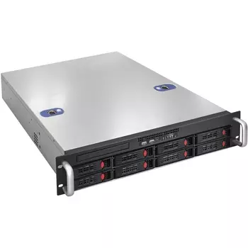 Корпус Exegate 2U550-HS08/1U-900ADS, ATX, 2U RM, 8x3.5 HS, 1x900 Вт, черный/серебристый (EX293178RUS)