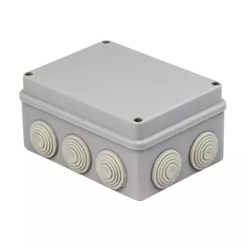 Коробка распаячная прямоугольная 19.6 см x 14.2 см, глубина 8 см, наружный монтаж, IP55, вводов:10, наличие сальников, серый, с крышкой, EKF PROxima КМР-050-042 (plc-kmr-050-042)