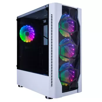 Корпус 1STPLAYER DK D4, ATX, Midi-Tower, USB 3.0, RGB подсветка, белый, без БП (D4-WH-4G6)