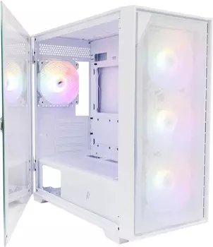 Корпус 1STPLAYER DK D6, mATX, Midi-Tower, USB 3.0, RGB подсветка, белый, без БП (D6-WH-4F1-W)