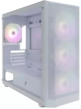 Корпус 1STPLAYER FD5-M ARGB, mATX, Midi-Tower, USB 3.0, RGB подсветка, белый, без БП (FD5-M-WH-4F2-W(AP))