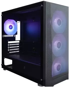 Корпус 1STPLAYER FD5-M ARGB, mATX, Midi-Tower, USB 3.0, RGB подсветка, черный, без БП (FD5-M-BK-4F2(AP))