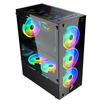 Корпус 1STPLAYER FIRE DANCING V2-A, ATX, Midi-Tower, USB 3.0, черный, без БП (V2-A-4R1)