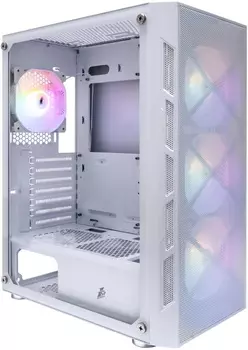Корпус 1STPLAYER FIREBASE XP, ATX, Midi-Tower, USB 3.0, RGB подсветка, белый, без БП (XP-WH-4F1-W)