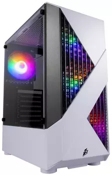 Корпус 1STPLAYER FIREROSE F3-A, ATX, Midi-Tower, USB 3.0, RGB подсветка, белый, без БП (F3-A-WH-4F1)