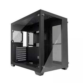 Корпус 1STPLAYER MEGAVIEW MV6, mATX, Mini-Tower, 2xUSB 3.0, черный, без БП (MV6-BK)