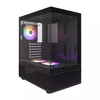 Корпус 1STPLAYER MIKU Mi7-A, ATX, Midi-Tower, USB 3.0, RGB подсветка, черный, без БП (Mi7-A-BK-2F1R-1F1)