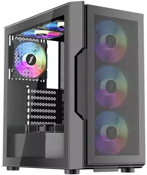 Корпус 1STPLAYER TRILOBITE T7-P, ATX, Midi-Tower, 2xUSB 3.0, RGB подсветка, черный, без БП (T7-P-BK-4F1)