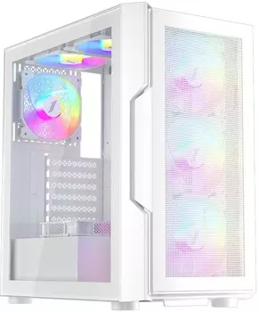 Корпус 1STPLAYER TRILOBITE T7-P, ATX, Midi-Tower, 2xUSB 3.0, RGB подсветка, белый, без БП (T7-P-WH-4F1-W)