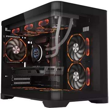 Корпус 1STPLAYER UVIEW UV6, mATX, Mini-Tower, 2xUSB 3.0, черный, без БП (UV6-BK)