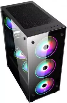 Корпус 1STPLAYER V3-A-4R1, ATX, Midi-Tower, USB 3.0, RGB подсветка, черный, без БП (V3-A-4R1)