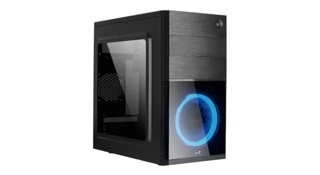 Корпус AeroCool CS-105 Blue, mATX, Mini-Tower, USB 3.0, черный, без БП (4718009152540)