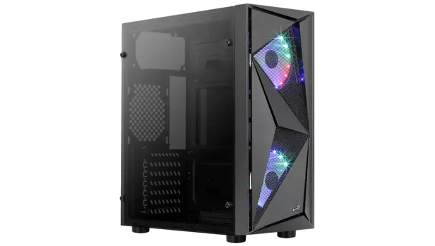 Корпус AeroCool Glider-G COSMO-G-BK-V1, ATX, Midi-Tower, USB 3.0, RGB подсветка, черный, без БП (4710562754124)