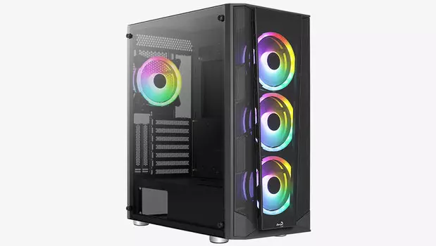 Корпус AeroCool Prism G, ATX, Midi-Tower, 2xUSB 3.0, RGB подсветка, черный, без БП (PRISM-G-BK-v2)