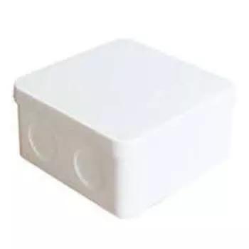 Коробка распределительная квадратная 8.4 см x 8.4 см, глубина 4.5 см, наружный монтаж, IP54, вводов:7, белый, с крышкой, Epplast (125101)