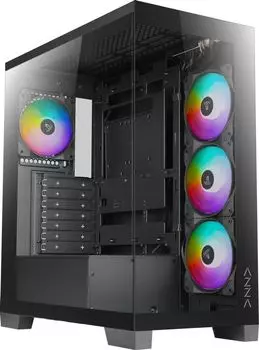 Корпус Azza COVE, ATX, Midi-Tower, USB 3.0, USB Type-C, RGB подсветка, черный, без БП (CSAZ-570B COVE)