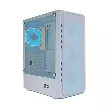 Корпус BaseTech eXtreme GFX-03, ATX, Midi-Tower, USB 3.0, голубая подсветка, белый, без БП (BT-GFX-03W-MESH-4F-IB)
