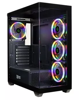 Корпус BaseTech eXtreme GFX-05, ATX, Midi-Tower, USB 3.0, RGB подсветка, черный, без БП (BT-GFX-05-TG-4F-RGB)
