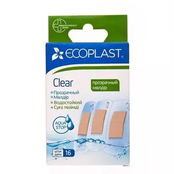 Набор пластыри медицинские полимерные прозрачные Clear Экопласт 16 шт.