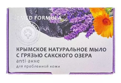 Мыло на основе грязи сакского озера anti-акне дом природы med formula 100 г