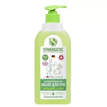 Мыло увлажняющее антизапах для мытья рук на кухне пемонграсс и мята Synergetic 0,5 л