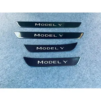 Для Tesla Model Y автомобильные аксессуары, порог, накладка, протектор, авто порог, наклейка, Стайлинг, защита педали чёрный